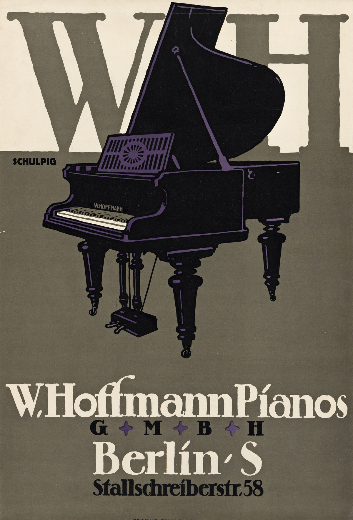 KARL SCHULPIG (1884-1948).  W. HOFFMANN PIANOS. 1912. 27x18¼ inches, 68½x46¼ cm. Adolf Simmel, Berlin.